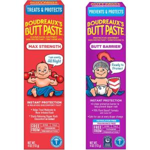 imageBoudreauxs Butt Paste 4oz Butt Barrier Ointment and 4oz Max Strength Diaper Rash OintmentMax Strength Bundle 4oz
