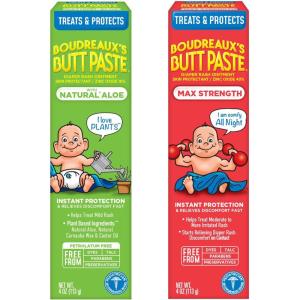imageBoudreauxs Butt Paste 4oz Butt Barrier Ointment and 4oz Natural Aloe Diaper Rash OintmentMax Strength Aloe Bundle