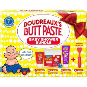 imageBoudreauxs Butt Paste Baby Shower Gift Set Newborn Essentials Kit with 3 Baby Necessities Diaper Rash Cream Diaper Rash Ointment Prevention and a Diaper Cream Applicator