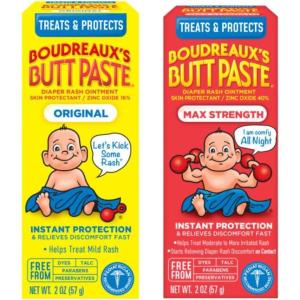 imageBoudreauxs Butt Paste Maximum Strength Diaper Rash Cream Ointment for Baby 2 oz Tube 3 Pack4 Ounce Variety Pack