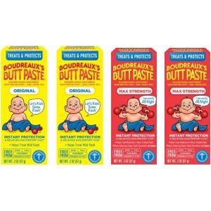 imageBoudreauxs Butt Paste Maximum Strength Diaper Rash Cream Ointment for Baby 2 oz Tube 3 Pack8 Ounce Variety Pack