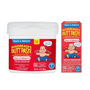imageBoudreauxs Butt Paste Maximum Strength Diaper Rash Cream Ointment for Baby 2 oz Tube ampamp 14 oz Jar