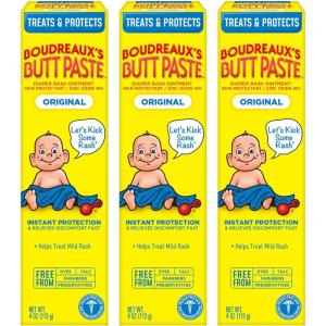 imageBoudreauxs Butt Paste Original Diaper Rash Cream Ointment for Baby 4 oz Tube 3 Pack4 Ounce Pack of 3